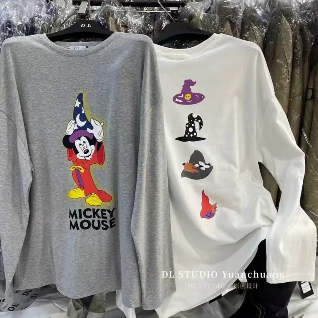 大萍子家 米奇印花圆领长袖时尚宽松版加绒打底T恤0017