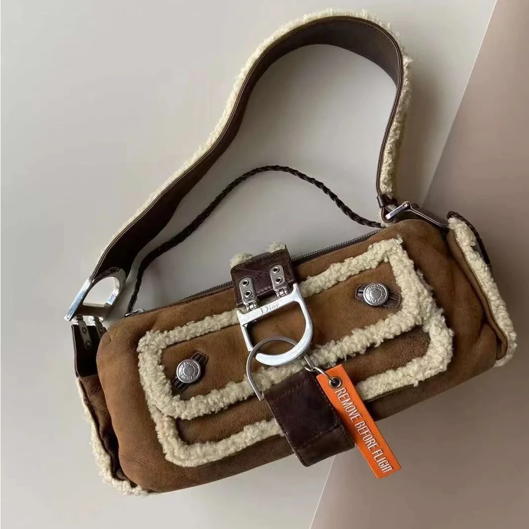 99新 DIOR/迪奥 蔚蓝/飞行员系列 麂皮单肩包