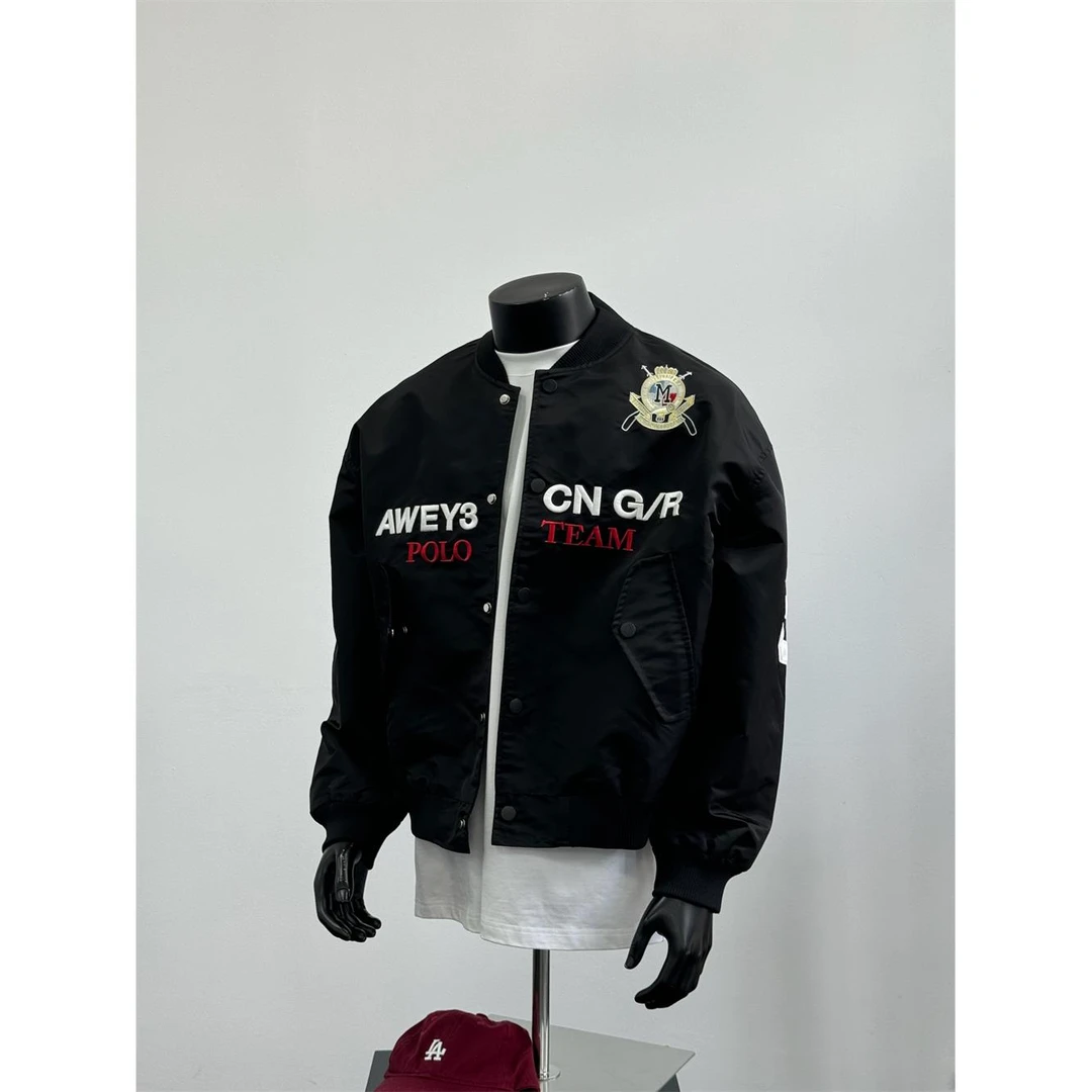 美式复古机车服外套男潮牌秋季新款字母刺绣设计潮流时尚百搭夹克