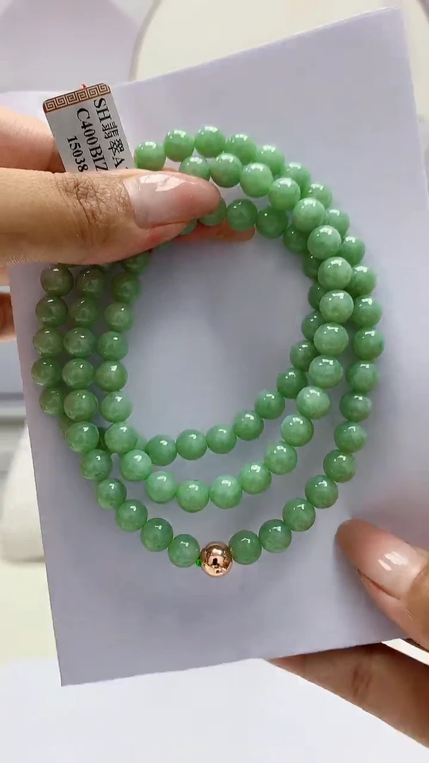 【闪购商品】定制翡翠未镶嵌4852MM-毛货珠链82