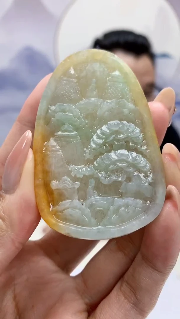 【闪购商品】定制翡翠未镶嵌4837MM-毛货挂件26