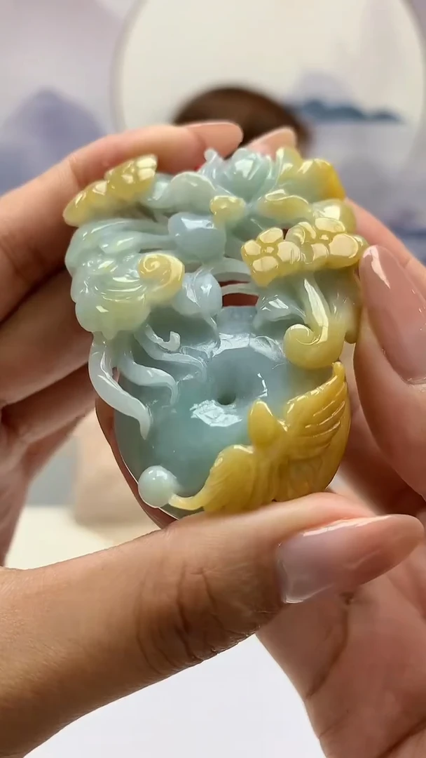 【闪购商品】定制翡翠未镶嵌4852MM-毛货挂件富贵平安扣107