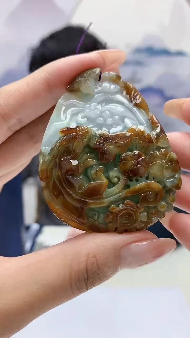 【闪购商品】定制翡翠未镶嵌5060MM-毛货挂件51