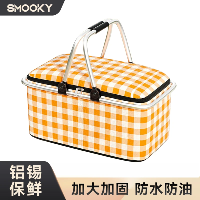 SMOOKY手提篮收纳筐加厚加大容量菜篮野餐篮可折叠户外露营保温