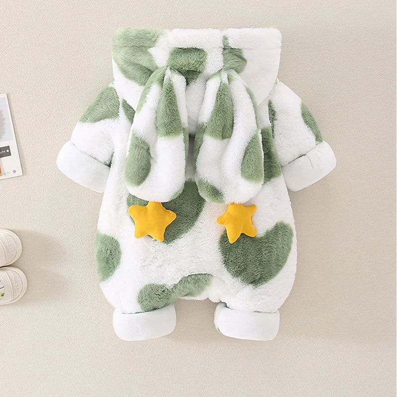 婴儿冬季衣服男女小宝宝冬装款加绒加厚爬服婴幼儿外出服超萌哈衣