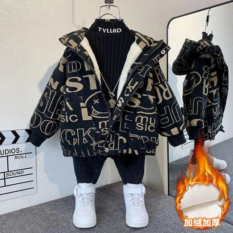 男童秋冬装外套2023秋冬季新款加绒加厚棉服宝宝上衣韩版派克服
