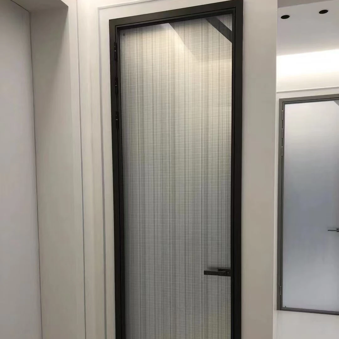 黑粗布纹夹丝夹胶钢化玻璃单包双包平开门隔断屏风极窄玻璃门