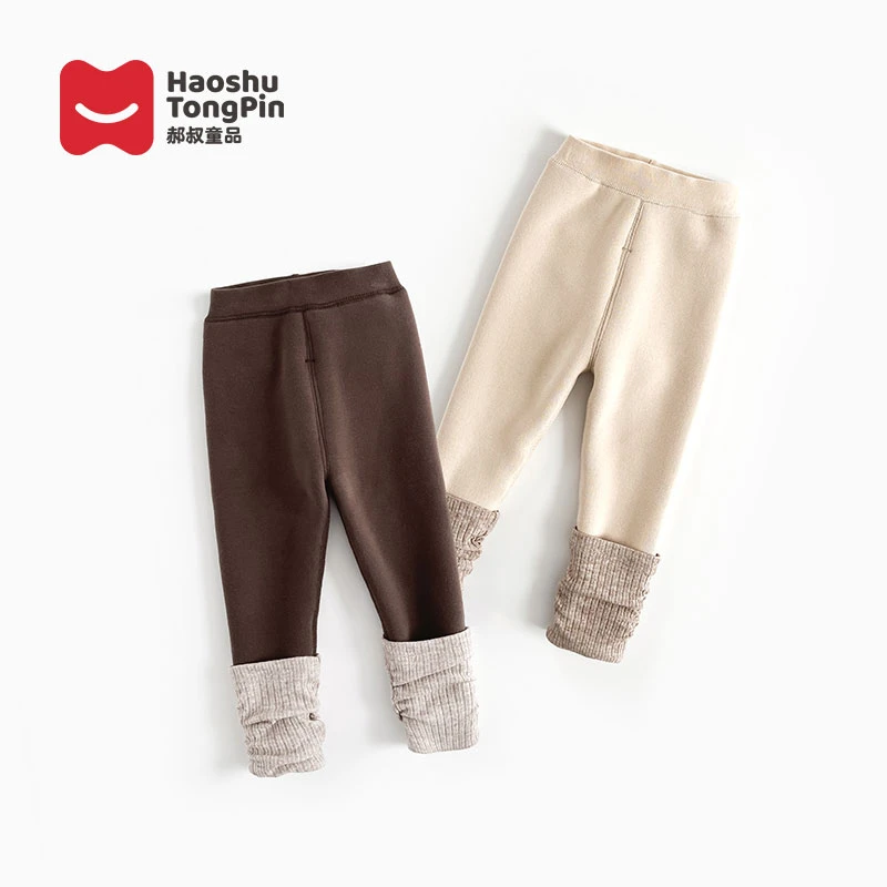 郝叔童品SD3409女童加绒打底裤2023冬装儿童韩版外穿加厚裤子潮