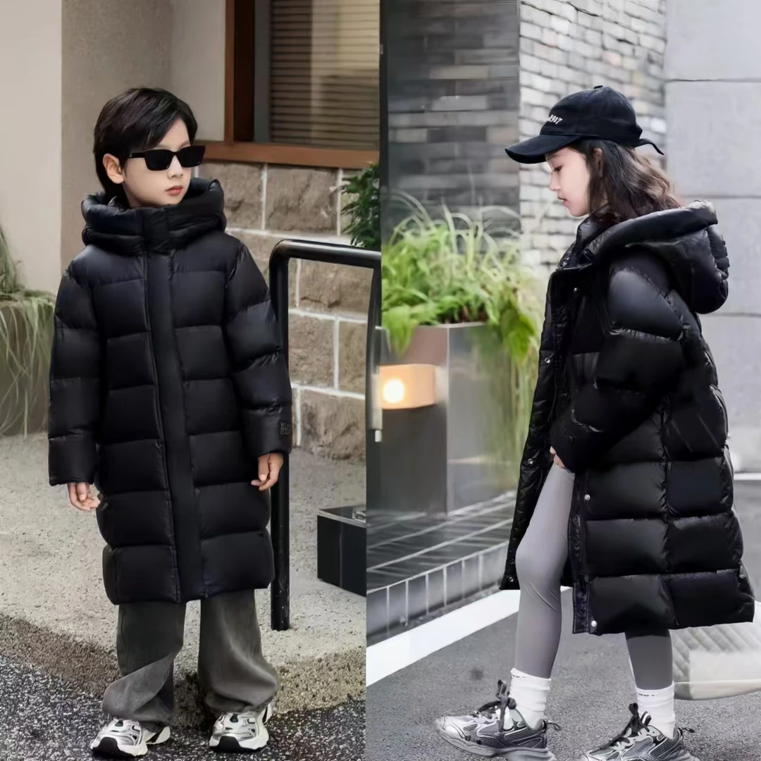 时尚黑金防寒服中长款男童女童户外保暖防寒加厚冬季秋冬韩版