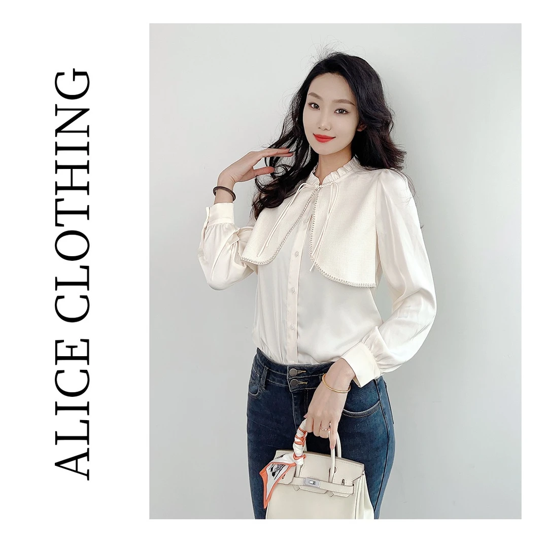 8【ALICE “晚香玉”国风衬衫】光泽缎感 流苏盘扣 P1030805