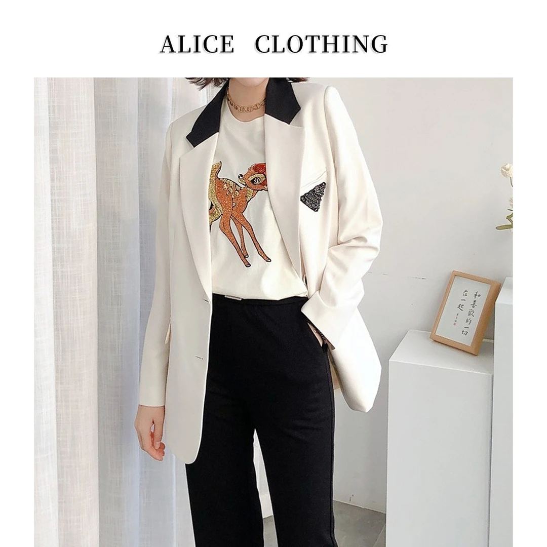 2 alicelulu感百搭休闲小众时尚气质设计款西装外套白色西服88052