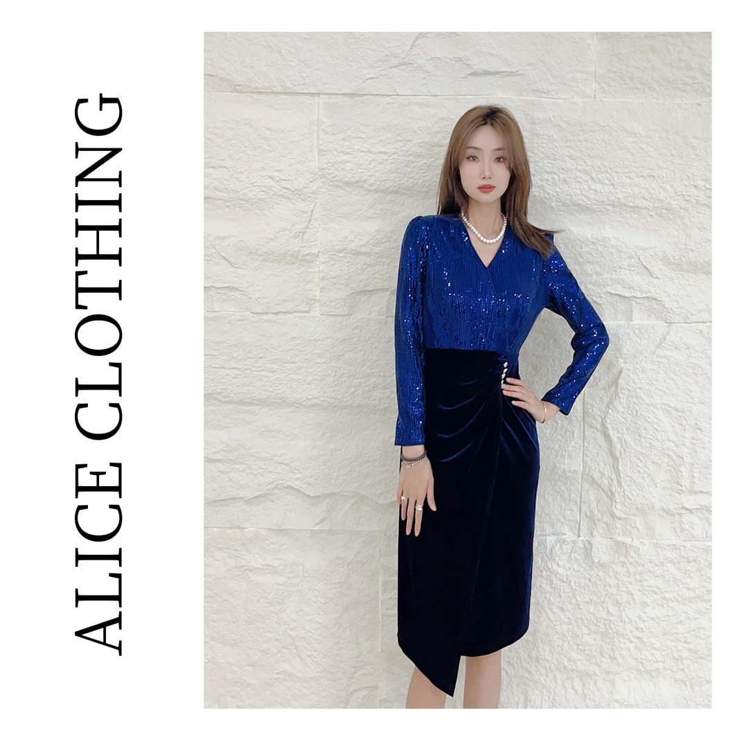 8 【ALICE“宝蓝之星”轻奢连衣裙】重工亮片 璀璨华美 S2135557W