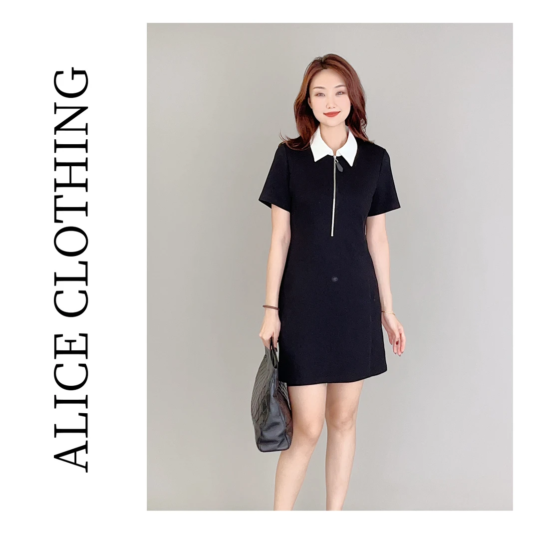 2【ALICE “摩登女郎”连衣裙】弹力显瘦 时髦拉链领 S1033450J