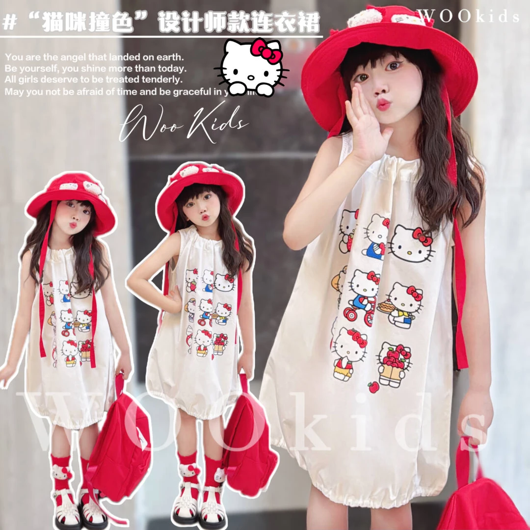 【现货】【猫咪撞色】WOOKIDS88定制童装亲子连衣裙 W24062601