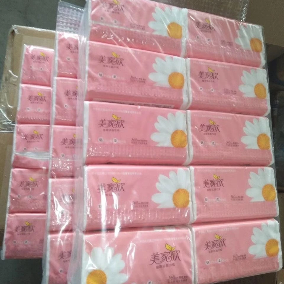 美家欣家用柔软抽纸一提10包木桨纸巾4层加厚面巾纸抽取式批发