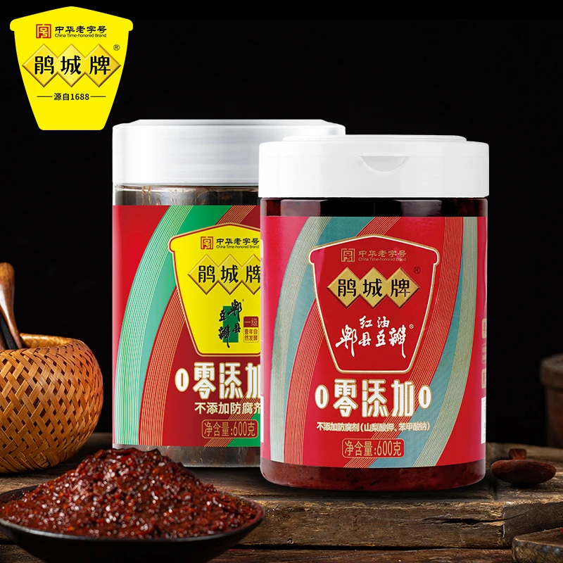 【家用零添加组合】鹃城牌郫县豆瓣酱红油一级传统600g家用组合套装