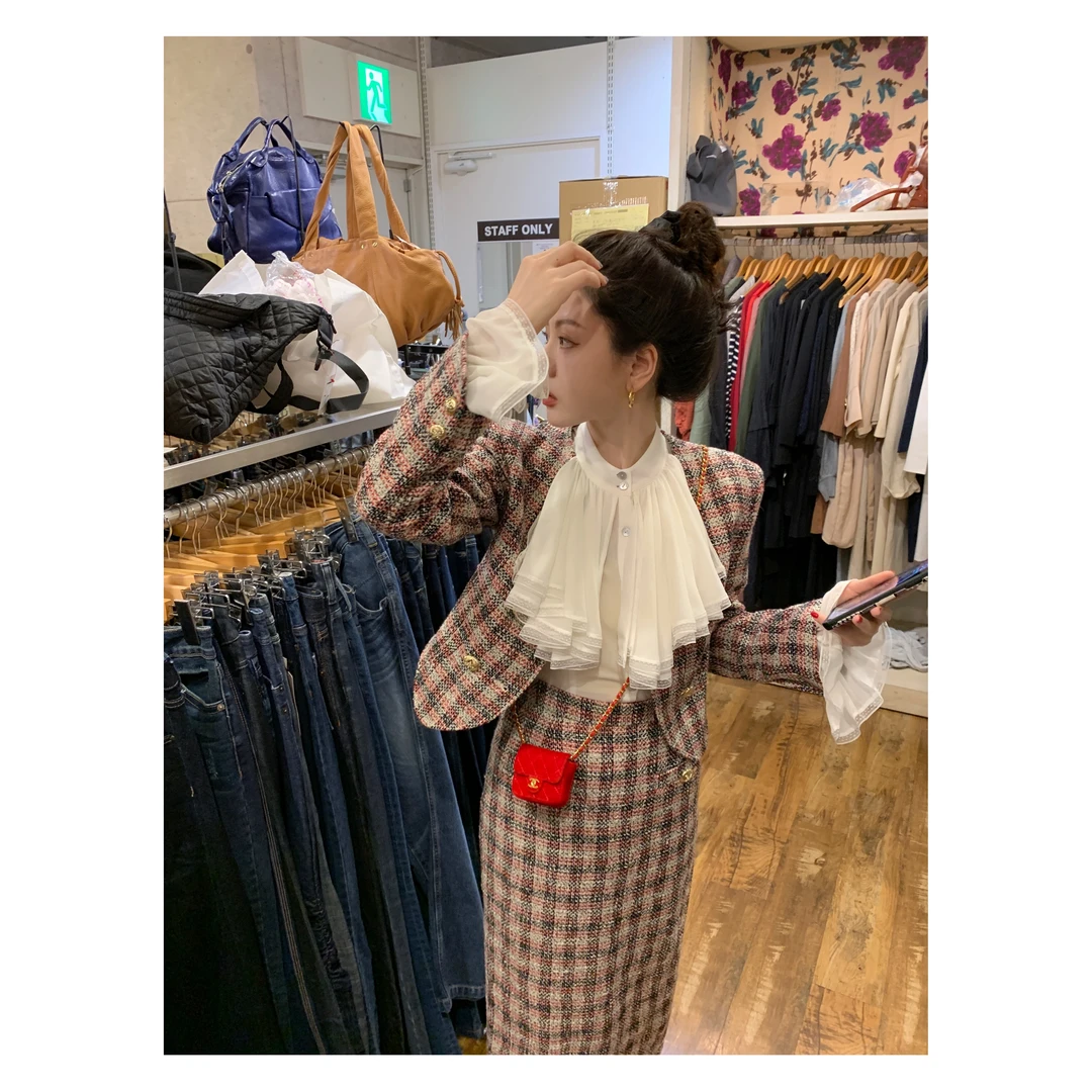 马术小香 小香风洋气两件套复古秋季长袖气质