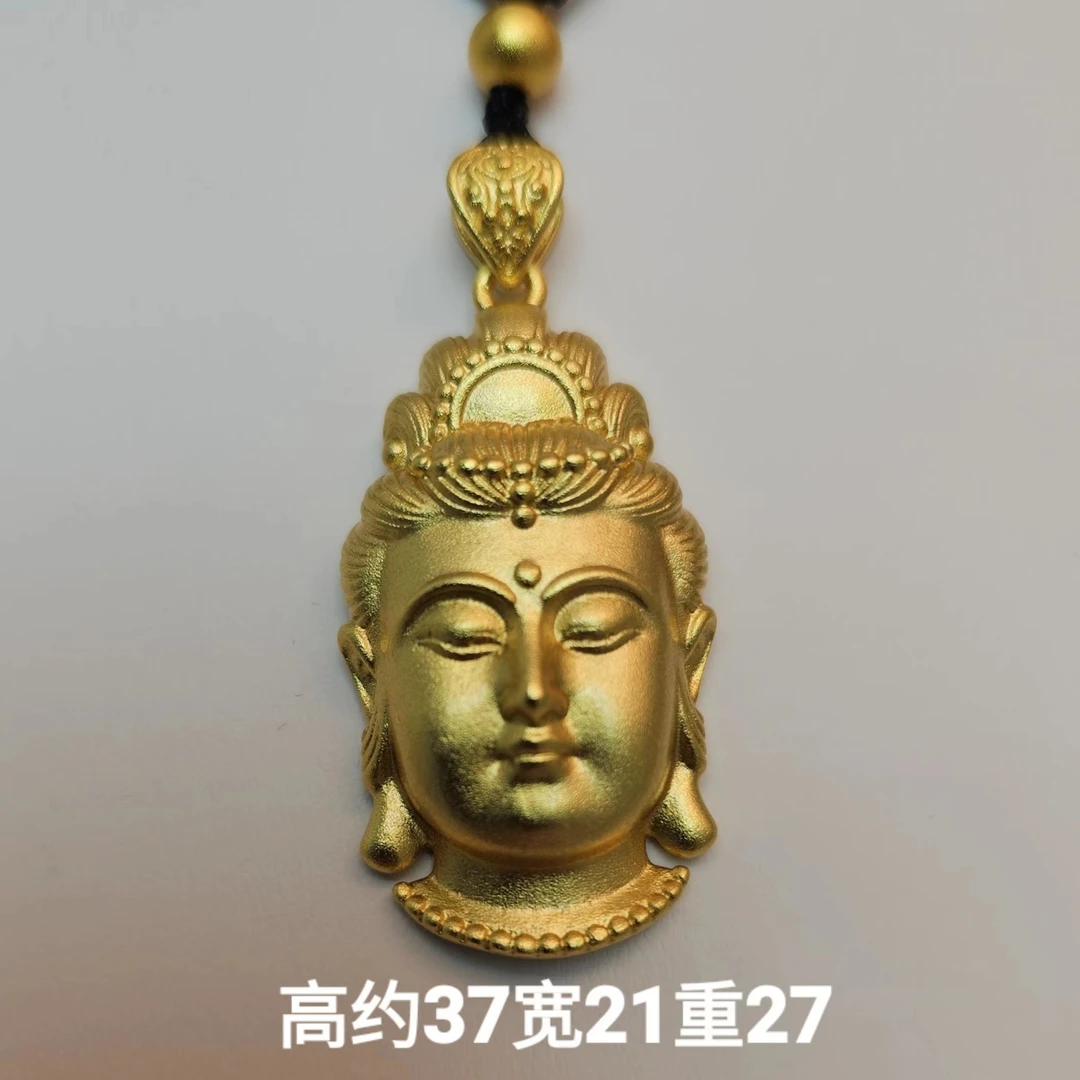 合金吊坠 永保平安观音佛头吊坠男女款观音金色毛衣链年菩萨佛头