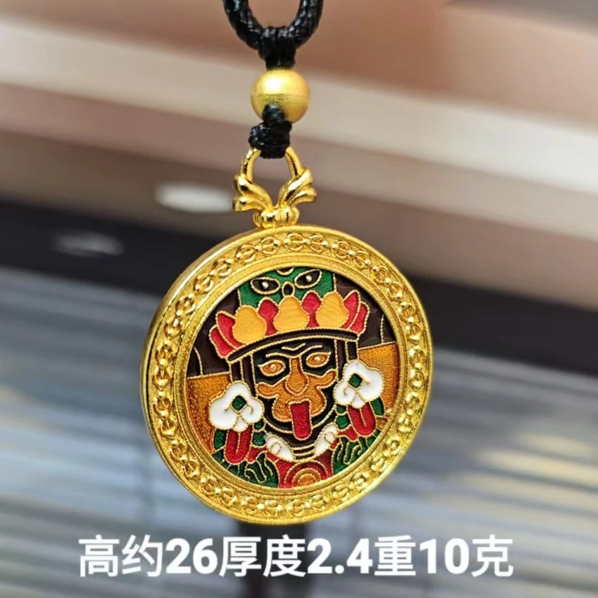 合金吊坠 国潮风烧蓝绿度母女财神吊坠扎基拉保色复古女财神项坠