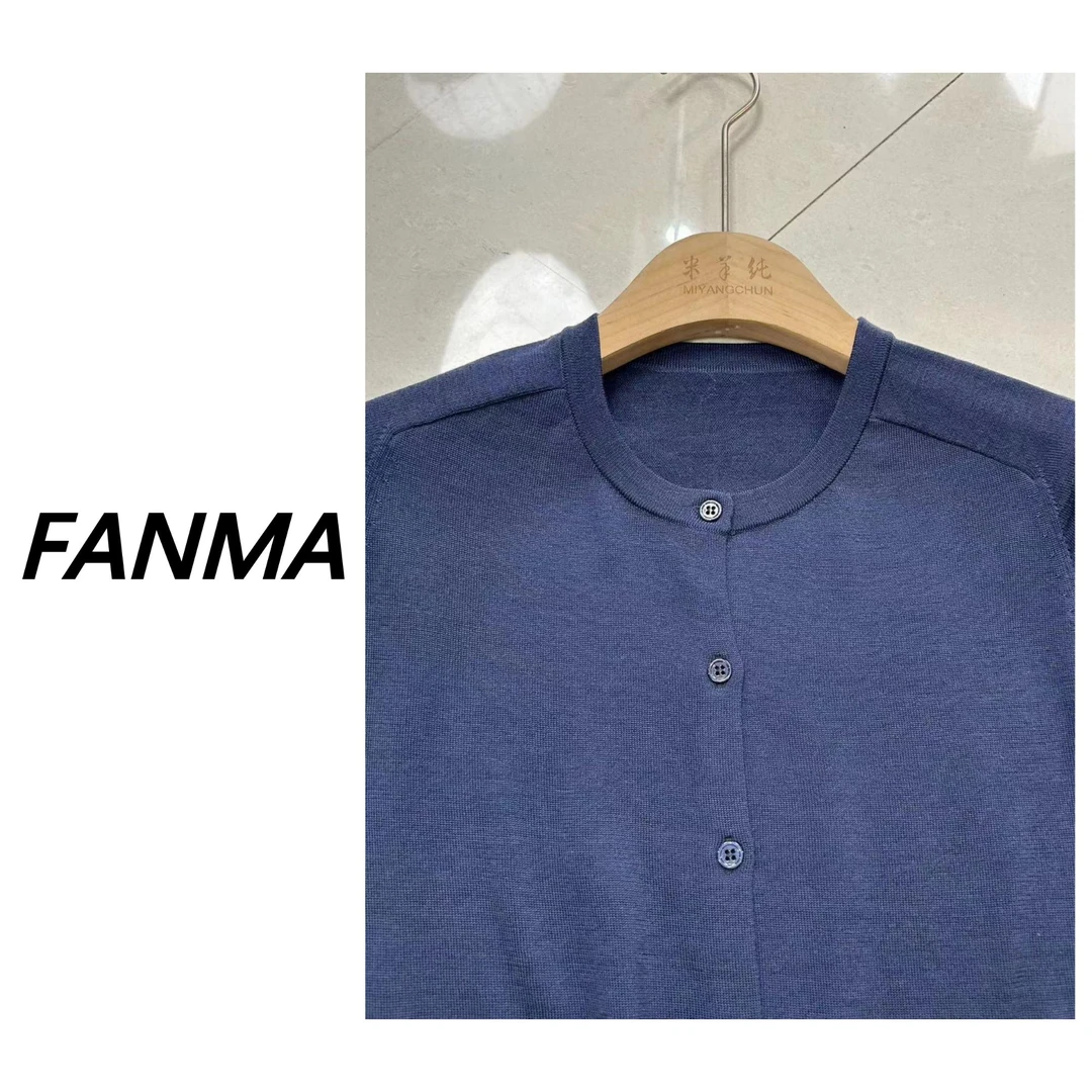 #60支精纺羊毛衫# 女士百搭圆领羊毛精纺针织羊毛开衫 FM-JYS632