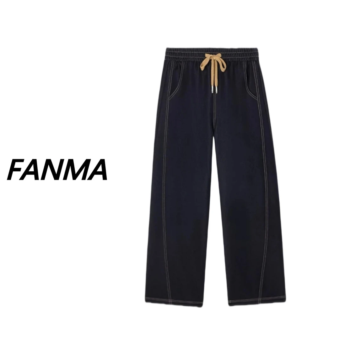 #牛仔香蕉裤# 女士加绒显瘦高腰休闲裤 百搭设计长裤 F169-86057