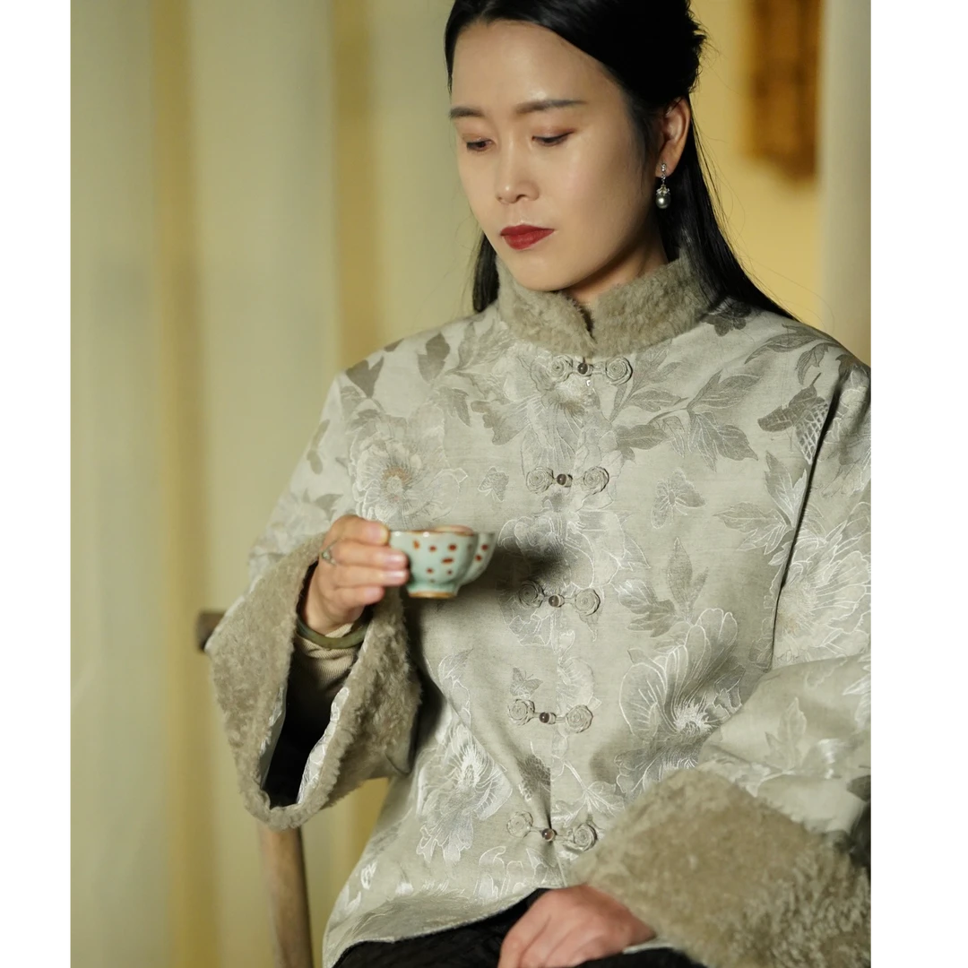 【石喃】原创设计中国风新中式秋冬立领唐装棉衣外套复古【煮雪烹茶】