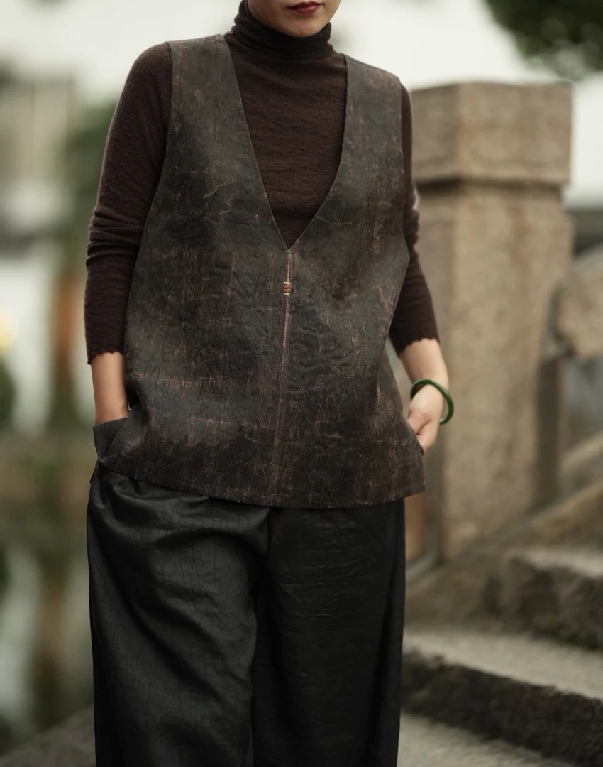 【石喃】原创设计柞蚕丝中式手工马甲【流水】