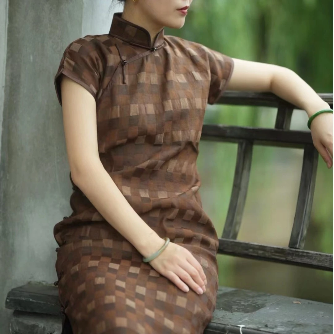 【石喃】原创设计手工香云纱长款古法旗袍 【声声慢】