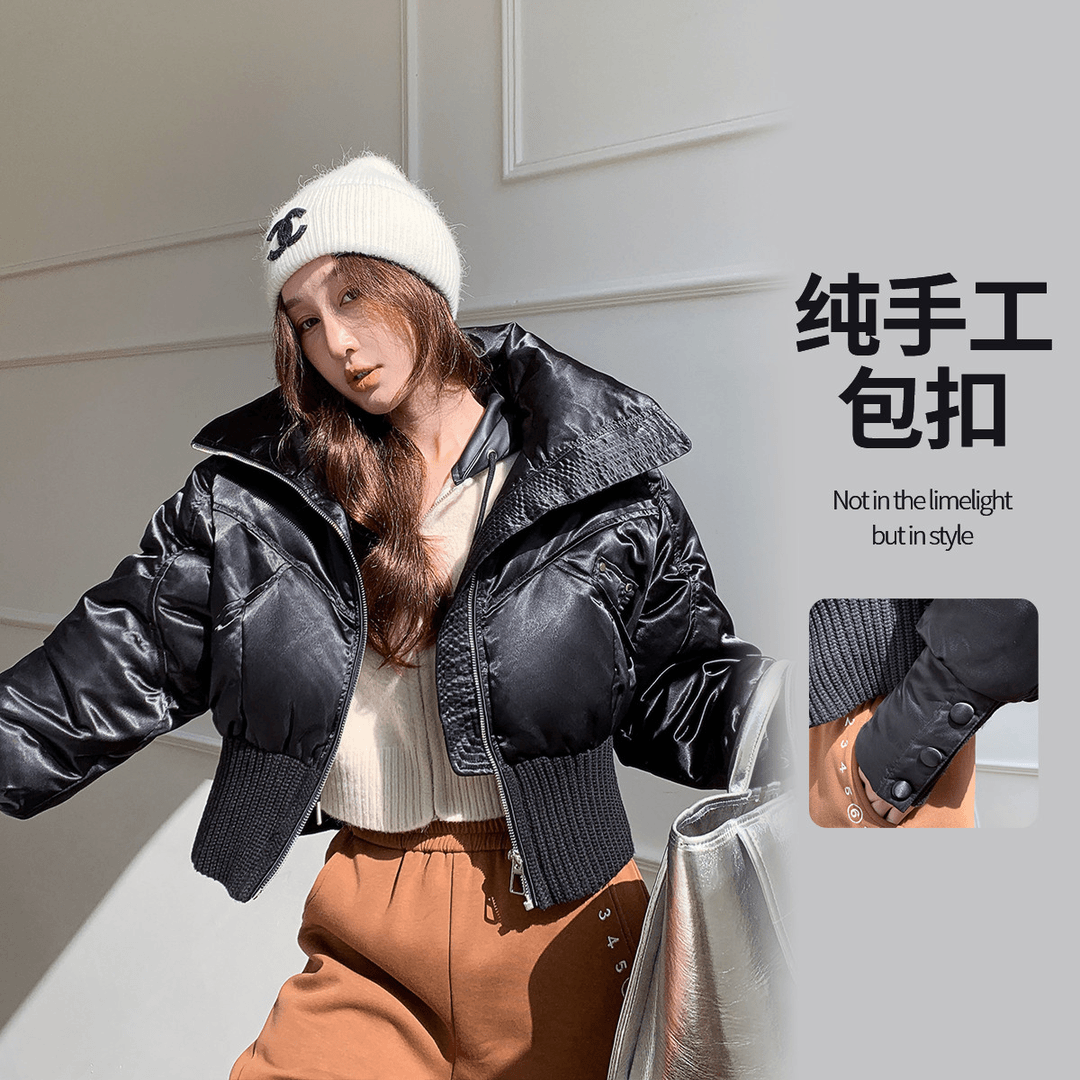 NANING9【新年战袍】缎面纯手工包扣90白鸭绒羽绒服冬保暖