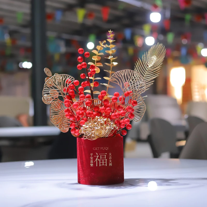 【优选】新年装饰福桶新中式福桶摆件手工玄关客厅高档摆设发财果