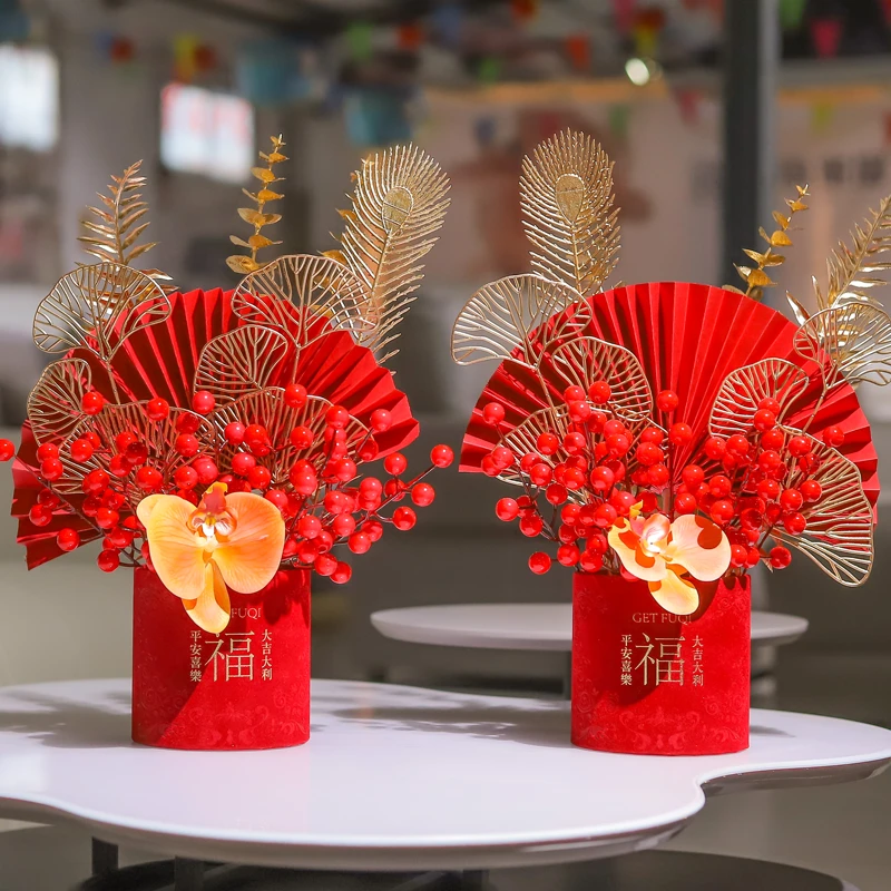 新年创意迷你小号福桶摆件手工插制玄关客厅公司高档摆设发财果