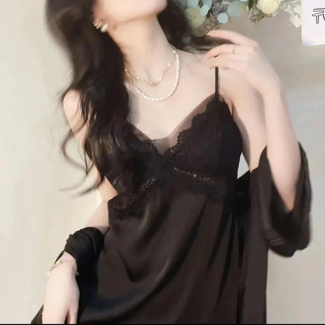 【指尖芭蕾】睡衣蕾丝睡裙纯欲夏季冰丝薄款吊带法式性感纯欲显瘦