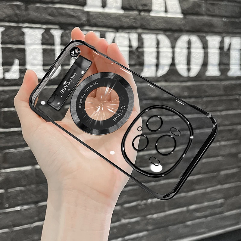 适用荣耀magic6/6pro/5/5pro系列电镀无边框磁吸贴电镀支架手机壳