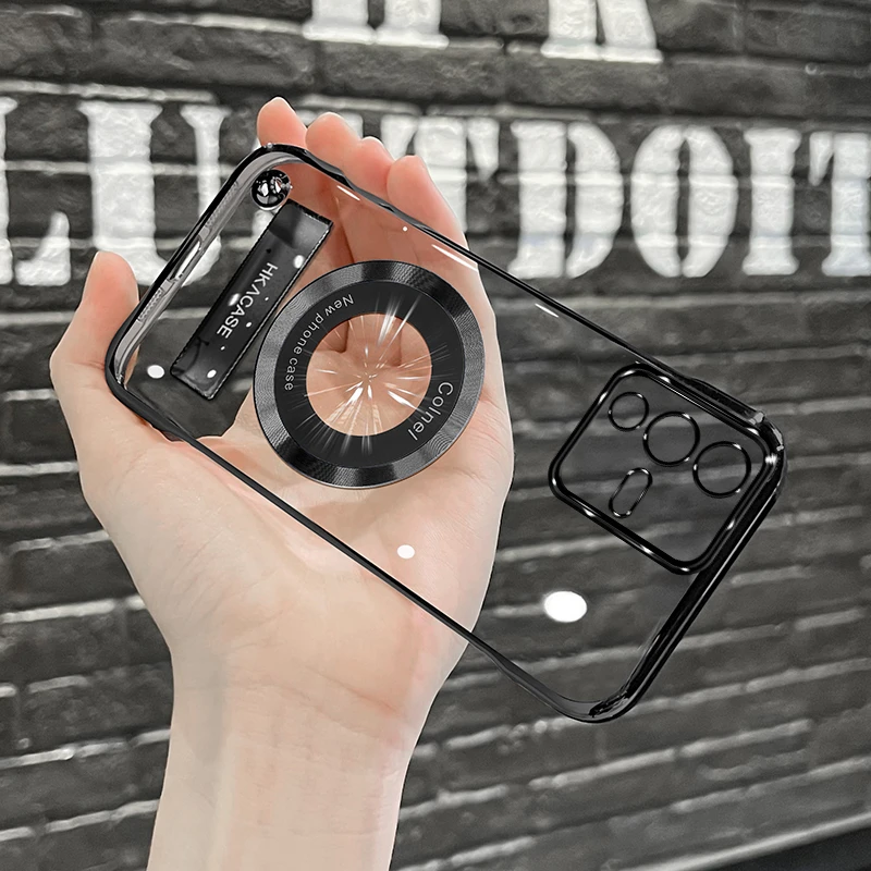 适用vivos12高级感超薄电镀无边框磁吸贴电镀支架手机壳