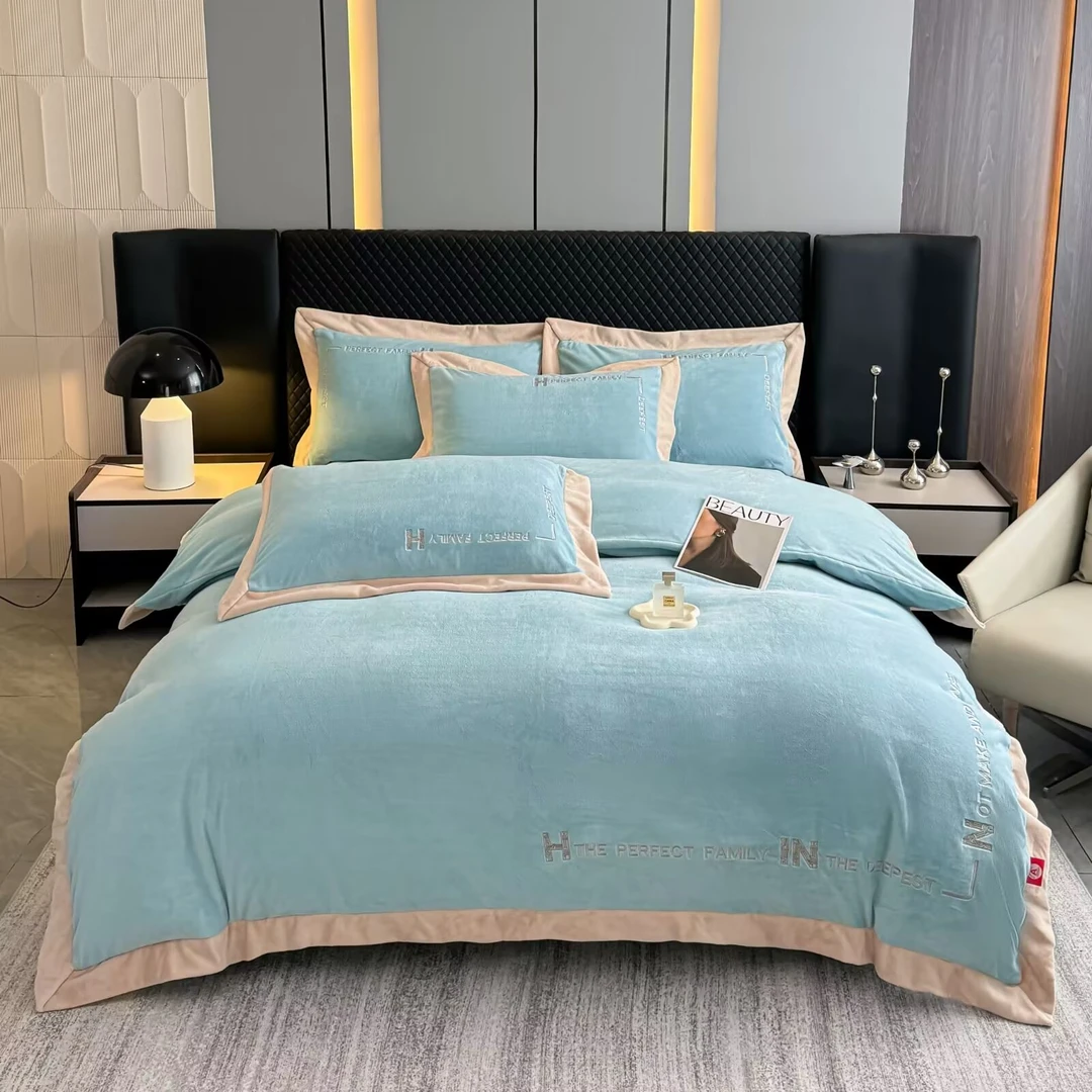 2024新品A类保暖绒长绒四件套冬季保暖绒加厚高克重牛奶绒全消光