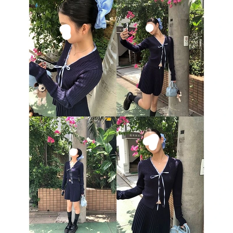 秋冬新款高级感减龄气质修身针织显瘦辣妹两件套5704长袖百搭