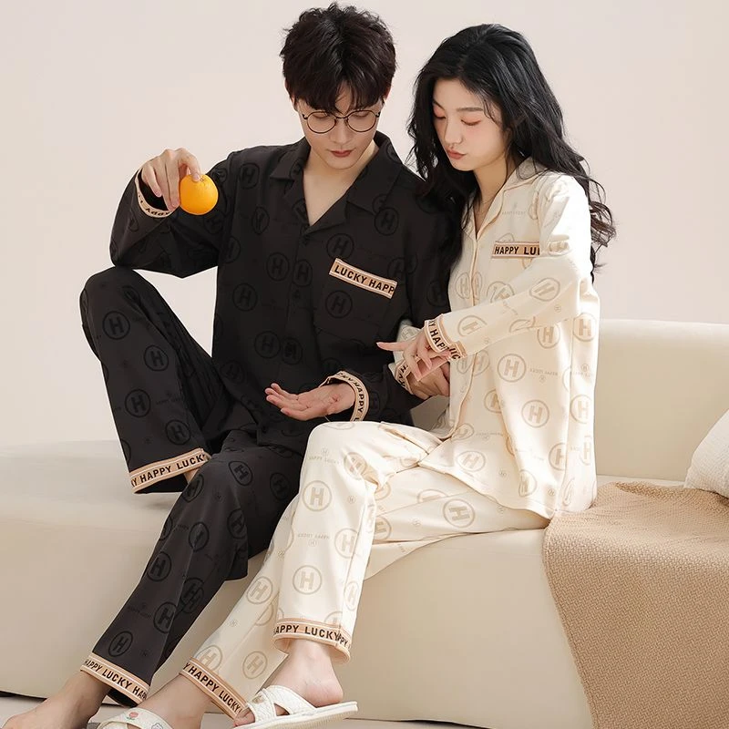 情侣睡衣春秋款纯棉长袖2024年新款男女士可外穿秋冬季家居服套装