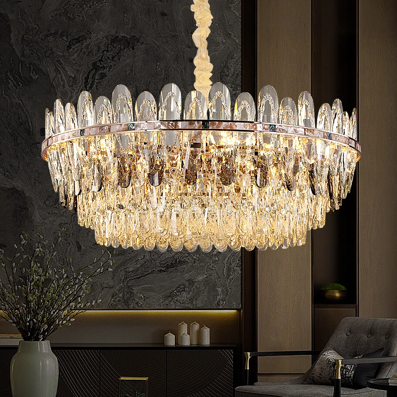 【全光谱光源】轻奢水晶吊灯客厅餐厅山水雕刻K9水晶天然贝壳别墅灯