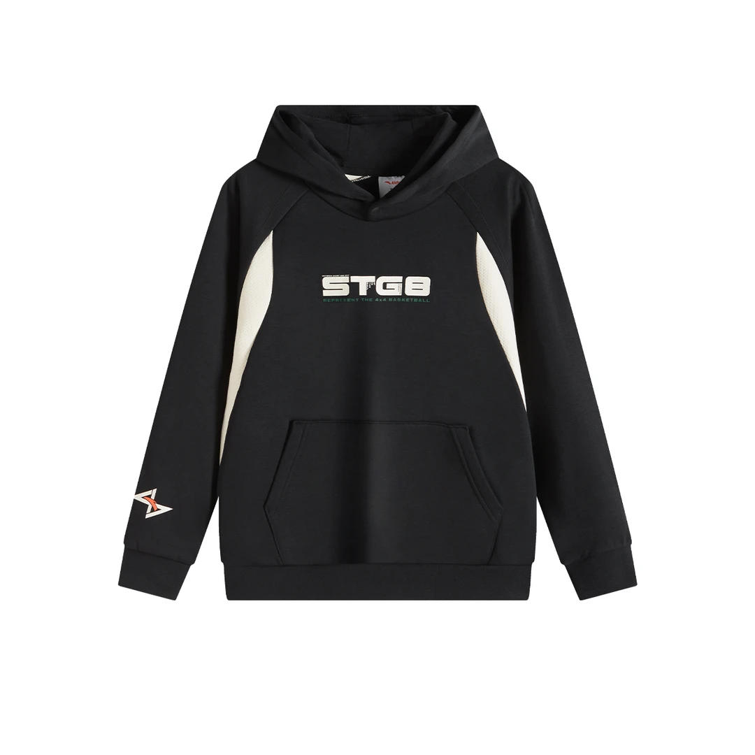 【篮球男】安踏儿童男大童冬季加绒篮球针织连帽套头衫潮352441713