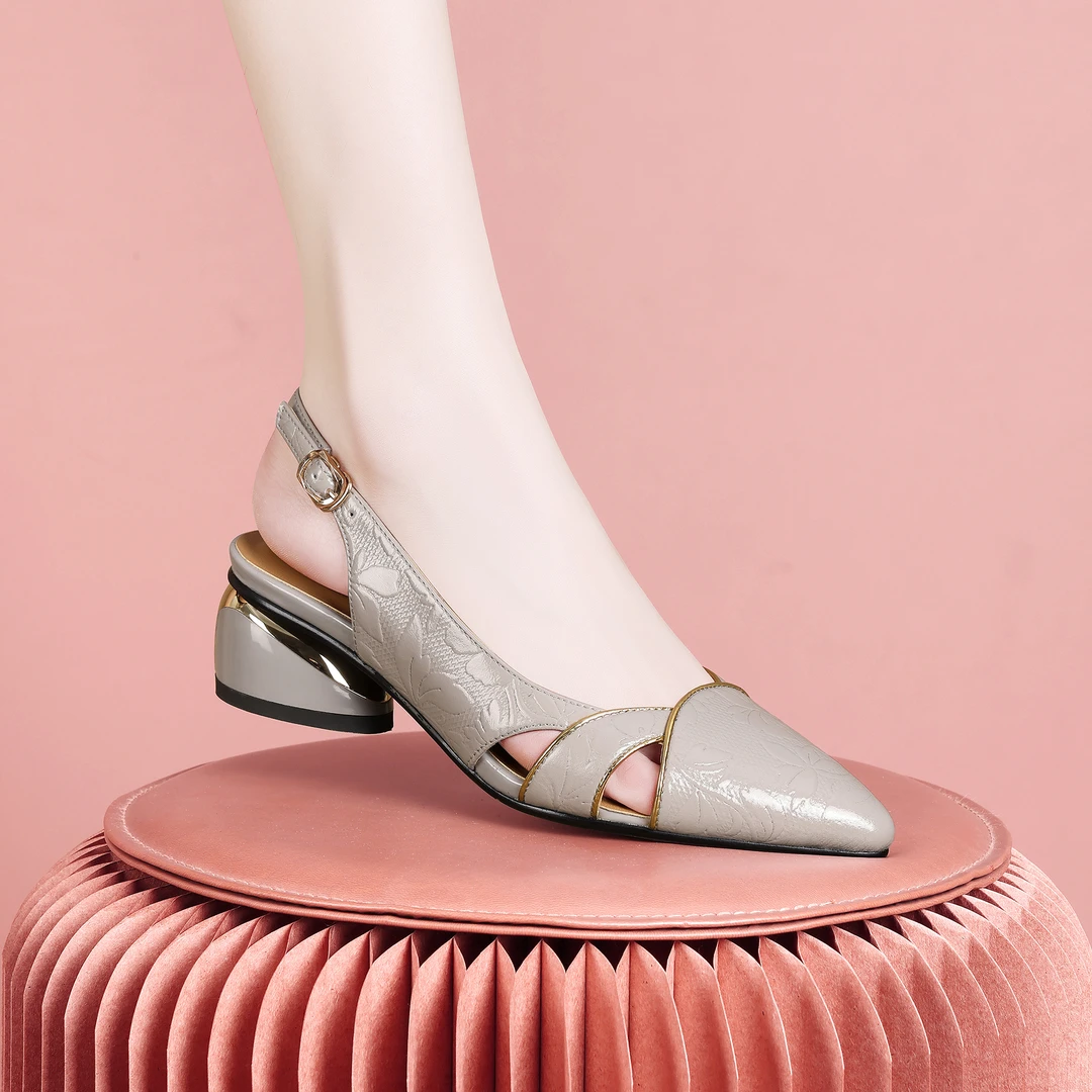 梵芮诗2024秋季新款尖头浅口镂空时装透气简约百搭女士凉鞋-Y150