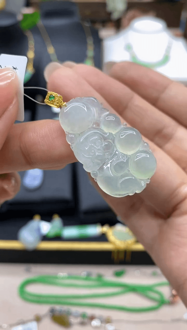 【闪购商品】翡翠颈饰18K金镶嵌净货13257