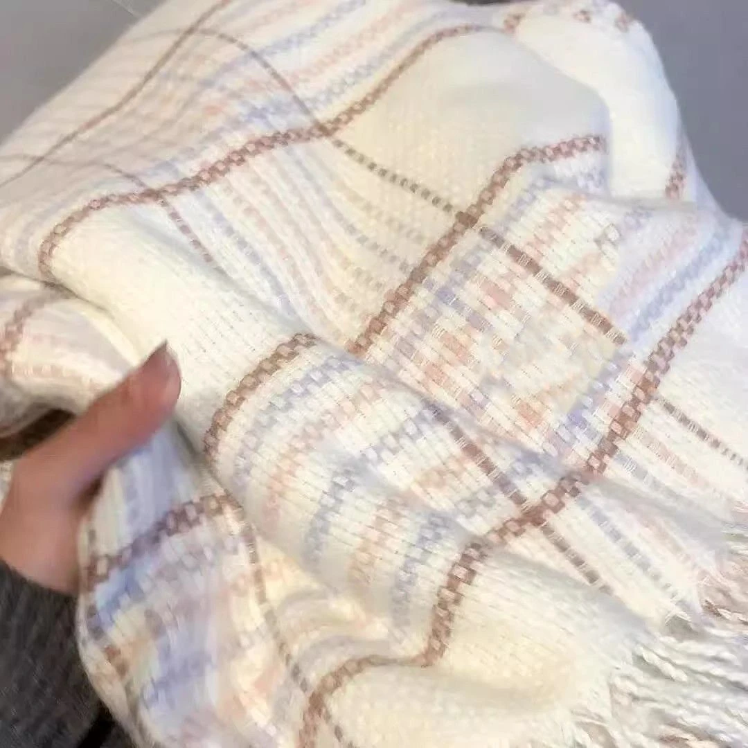 冬季围巾女韩系氛围感格子2025新款百搭学生保暖高级感小清新围脖