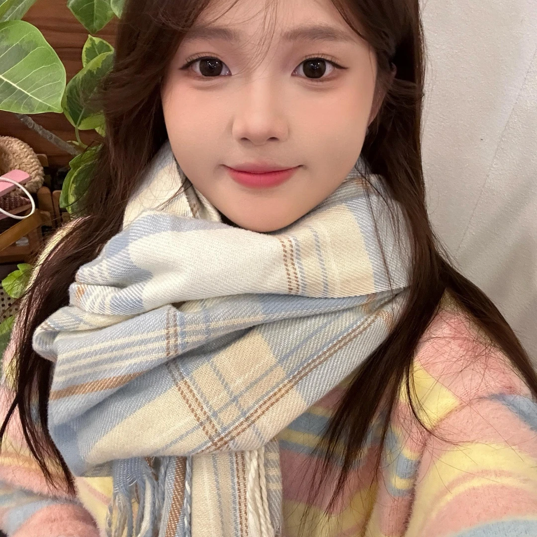 围巾冬季女高级感格子披肩2025新款百搭韩系氛围感围脖加厚两用