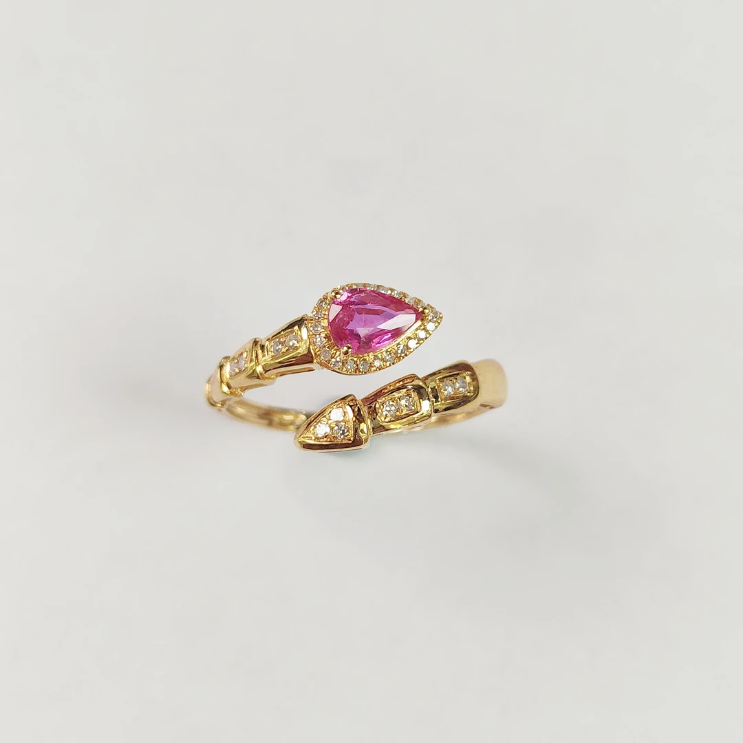 18K金镶嵌天然无烧红宝石戒指约0.62ct