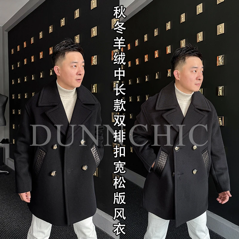 徐先生出品，秋冬羊绒中长款双排扣宽松版风衣39561