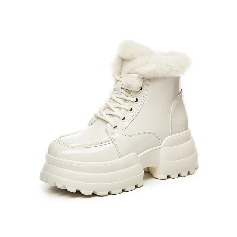 新款厚底雪地靴女2023新款内增高白色短靴冬季加绒加厚保暖棉鞋