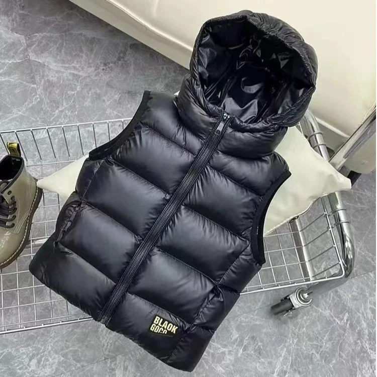 【四层110-170】品质童装黑金防寒90马甲连帽男女童秋冬中大童背心