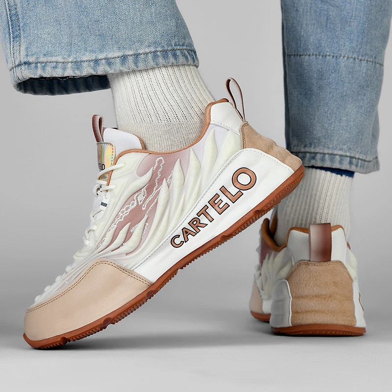 CARTELO/卡帝乐鳄鱼国潮浮雕网面男鞋休闲情侣潮鞋动鞋百搭(富贵）