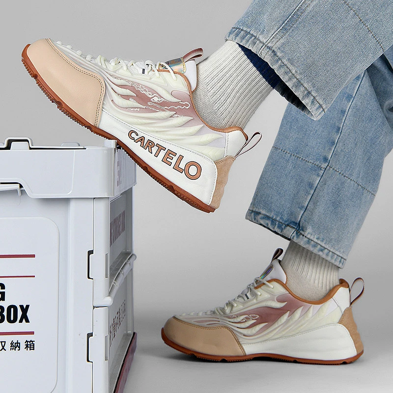 CARTELO/卡帝乐鳄鱼国潮浮雕网面男鞋休闲情侣潮鞋动鞋时尚百搭YH