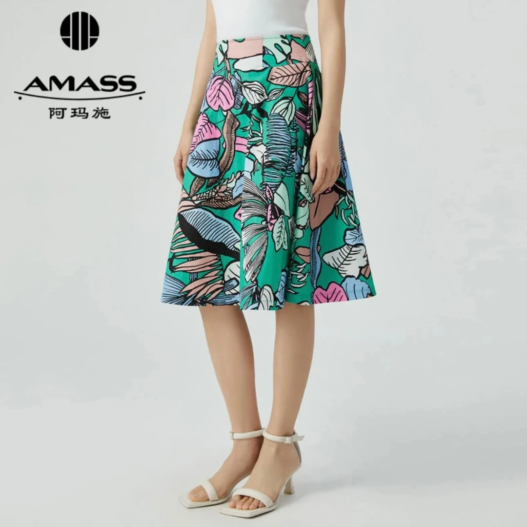 AMASS/阿玛施夏季时尚休闲百搭印花高腰显瘦半身裙5200014休闲